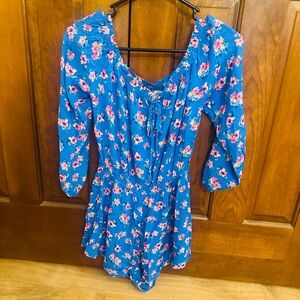 Miami Blue Floral Romper (Never worn)